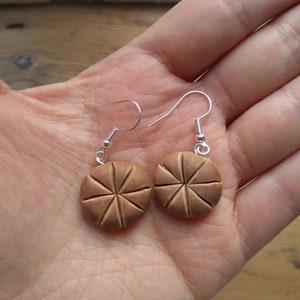 Roman Bread Earrings, Panis Quadratus, Pompeii, perfect for archaeologists, historians, or bakers image 10