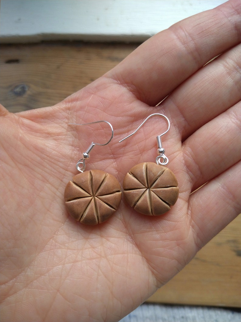 Roman Bread Earrings, Panis Quadratus, Pompeii, perfect for archaeologists, historians, or bakers image 10