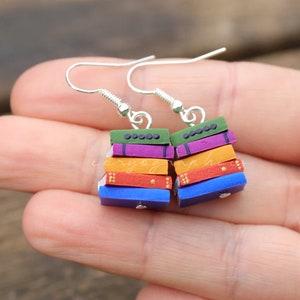 Stack of Books Earrings Made to Order Summer Colours Book Jewelry by Coryographies image 2