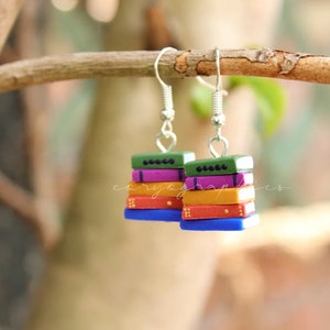 Stack of Books Earrings Made to Order Summer Colours Book Jewelry by Coryographies image 3