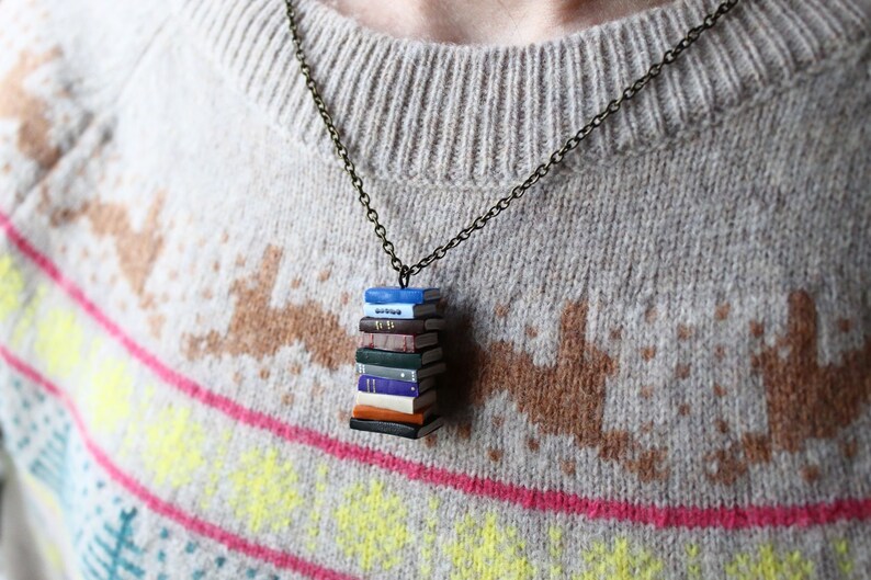 TBR Pile Necklace Made to Order, polymer clay, very light, 3x1cm image 1