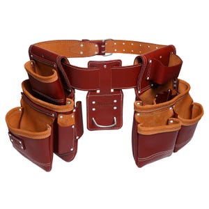 Handmade Full-Grain Buffalo Leather Tool Belt, 19 Pocket Work Belt image 1