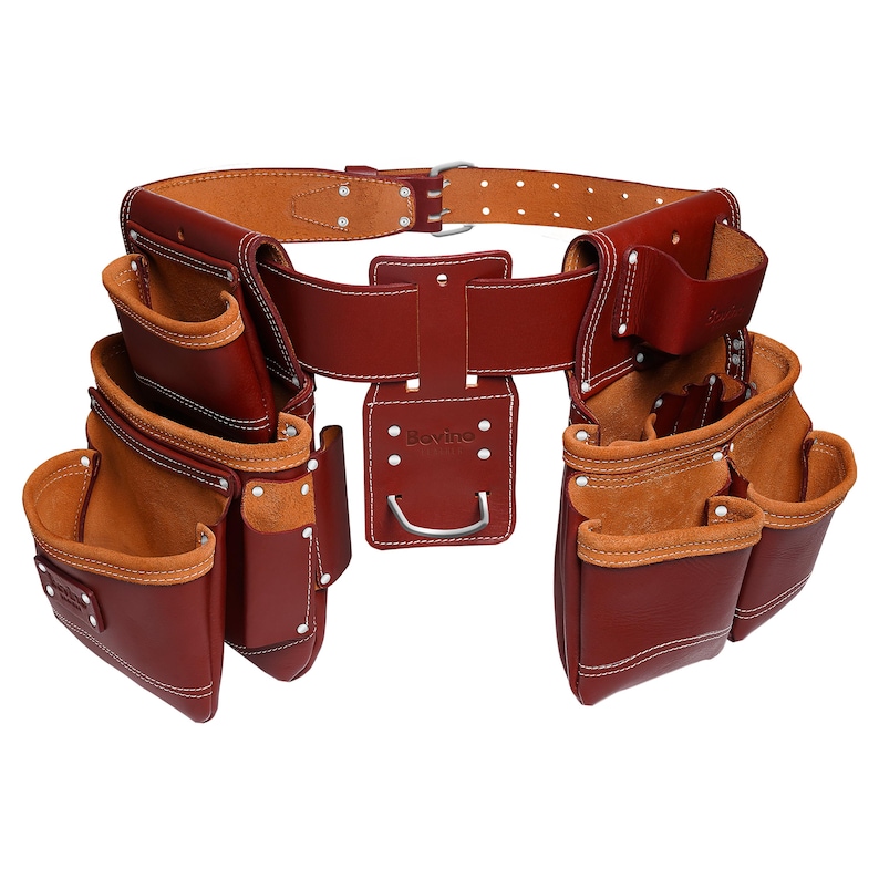 Handmade Full-Grain Buffalo Leather Tool Belt, 19 Pocket Work Belt image 1
