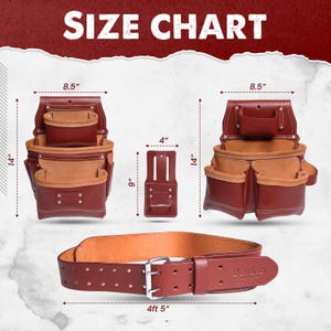 Handmade Full-Grain Buffalo Leather Tool Belt, 19 Pocket Work Belt image 3