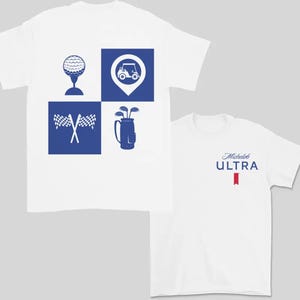 Minimalist Golf Icons Shirt, Preppy Country Club Tee, Retro Golf Gift, Golf Cart and Flag Graphic T-Shirt, Unisex Summer Sportswear