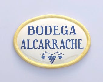 Handmade Spanish Ceramic Address Sign, Custom Oval Tile (28 x 20 cm)