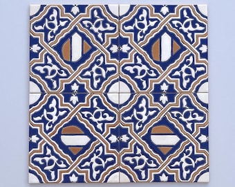 Handgefertigte spanische Keramikfliese, dekorative Cuerda Seca (15 x 15 cm)