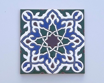 Handmade Spanish Ceramic Tile, Decorative Wall Art (15 x 15 cm)