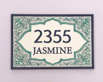 Handmade Ceramic Address Sign, Spanish Tile, Personalized Home Decor (20 x 30 cm)