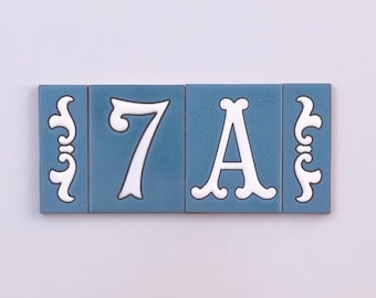 Handmade Ceramic Wall Number, "GRANADA", Hand-Painted Spanish Address Tile, 7.5  x 10 cm