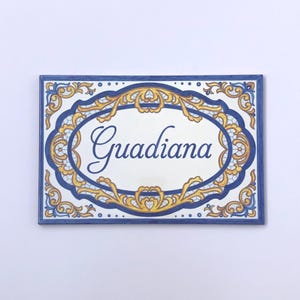 Tile with name 20 x 30 cm (7,87 x 11,81 in), handmade ceramic from Spain. Address signs.