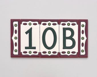 Handmade Ceramic Wall Number, "NAZARI", Hand-Painted Spanish Address Tile, 5.5 x 11 cm