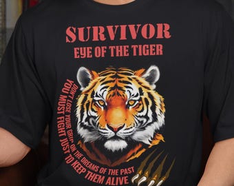 Eye of the Tiger Shirt – Retro 80s Rock Band Tee for Motivation