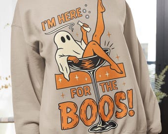 Retro Funny Halloween Ghost in Cocktail Glass Graphic T Shirt