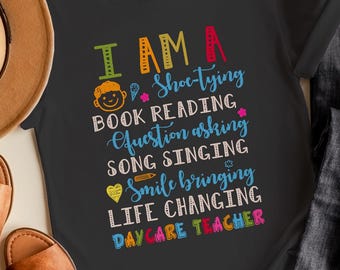 Preschool Teacher T-Shirt: Colorful Icons, Educator Pride