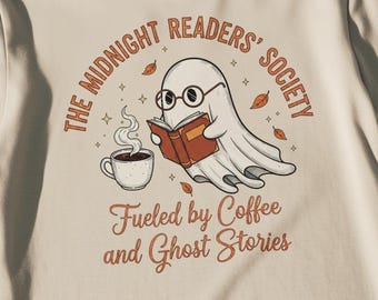 Ghost Book T-Shirt Kawaii Spooky Season Reading Shirt