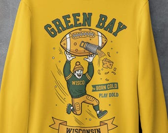 Green Bay Cheesehead Sweatshirt: Wisconsin Football Fan Gift