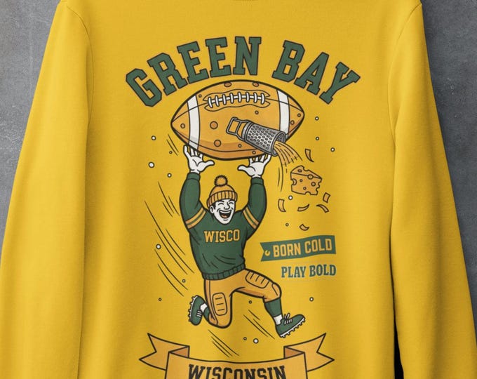 Featured listing image: Green Bay Cheesehead Sweatshirt: Wisconsin Football Fan Gift