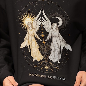 Spirituelles grafisches T-Shirt, mystischer Engel, himmlisches Hexen-Shirt, Boho-Ästhetik, witchy himmlisches Shirt, witchy Kleidung, Tarotkartenkunst