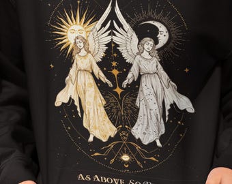 Celestial Witch Graphic Tee: Sun & Moon Angel Shirt
