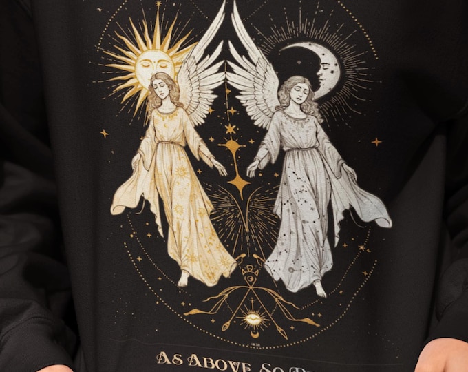Featured listing image: Celestial Witch Graphic Tee: Sun & Moon Angel Shirt