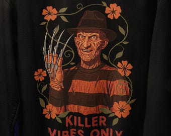 Floral Horror Movie Graphic Tee 80s Slasher, Soft Goth Style