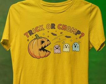 Funny Pac-Man Halloween Shirt: Retro Arcade Ghost - Trick Or Chomp