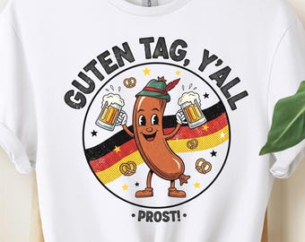 Oktoberfest T-Shirt Bratwurst Beer Stein, Retro German Festival