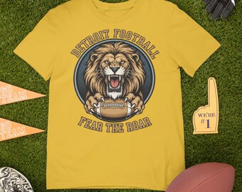Motor City Football Shirt | Fear The Roar Sweatshirt | Detroit Roaring Lion Tee | Vintage Game Day Hoodie | Gift for Michigan Sports Fan