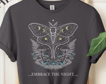 Gothic Luna Moth T-Shirt Celestial Witchycore Graphic Tee