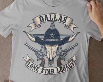 Vintage Dallas Football T-Shirt: Texas Cowboys Steer Skull Graphic