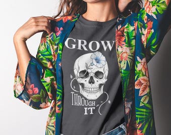 Botanical Skull Mental Health Shirt: Gothic Morning Glory Graphic Tee