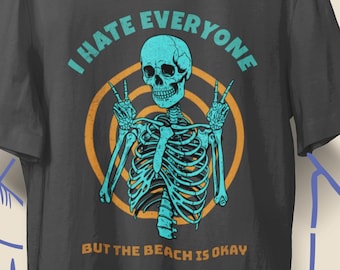 Sarcastic Skeleton Graphic Tee: Introvert Beach Humor