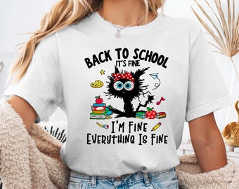 Frazzled Cat Back-To-School T-Shirt, Humor For Teachers, Stressful Season Design, Funny Gift
