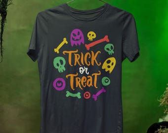 Cute Trick or Treat Shirt Colorful Ghost Sweatshirt for Kids