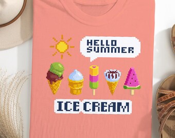 Retro Pixel Art Ice Cream T-Shirt: Comfort Colors 90s Nostalgia Tee
