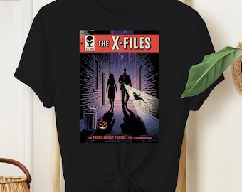 Spooky Retro Halloween Shirt – X-Files Parody Tee – Funny Ghost Comic Style