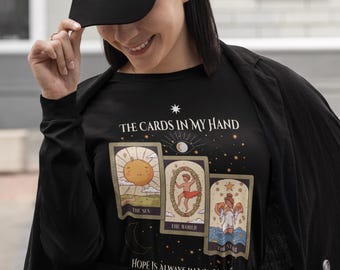 Tarot Card T-Shirt: Sun, Star, World Celestial Design