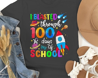 100th Day of School T-Shirt: Space Adventure Rocket Design
