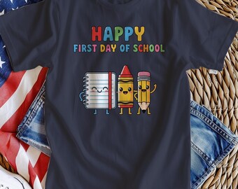 Back to School T-Shirt: Crayon, Pencil & Notebook - Gildan Youth Tee