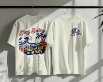 Stay Salty T-Shirt: Retro Ocean Wave, Tropical Beachwear