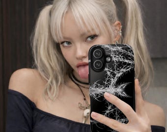 Cybersigilism goth phone case, Whimsigothic Y2k cover, Edgy girl Y2k cyberpunk case, Cyber gothic grunge dark aesthetic 3D look phone case