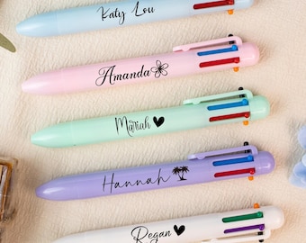 Personalized Multicolor Ballpoint Pen, Custom Name 6-in-1 Pen, Gifts for Her, Co-Workers Gift, School, Office Supplies