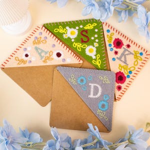 Personalized Embroidered Felt Corner Bookmark: Initial & Season Design