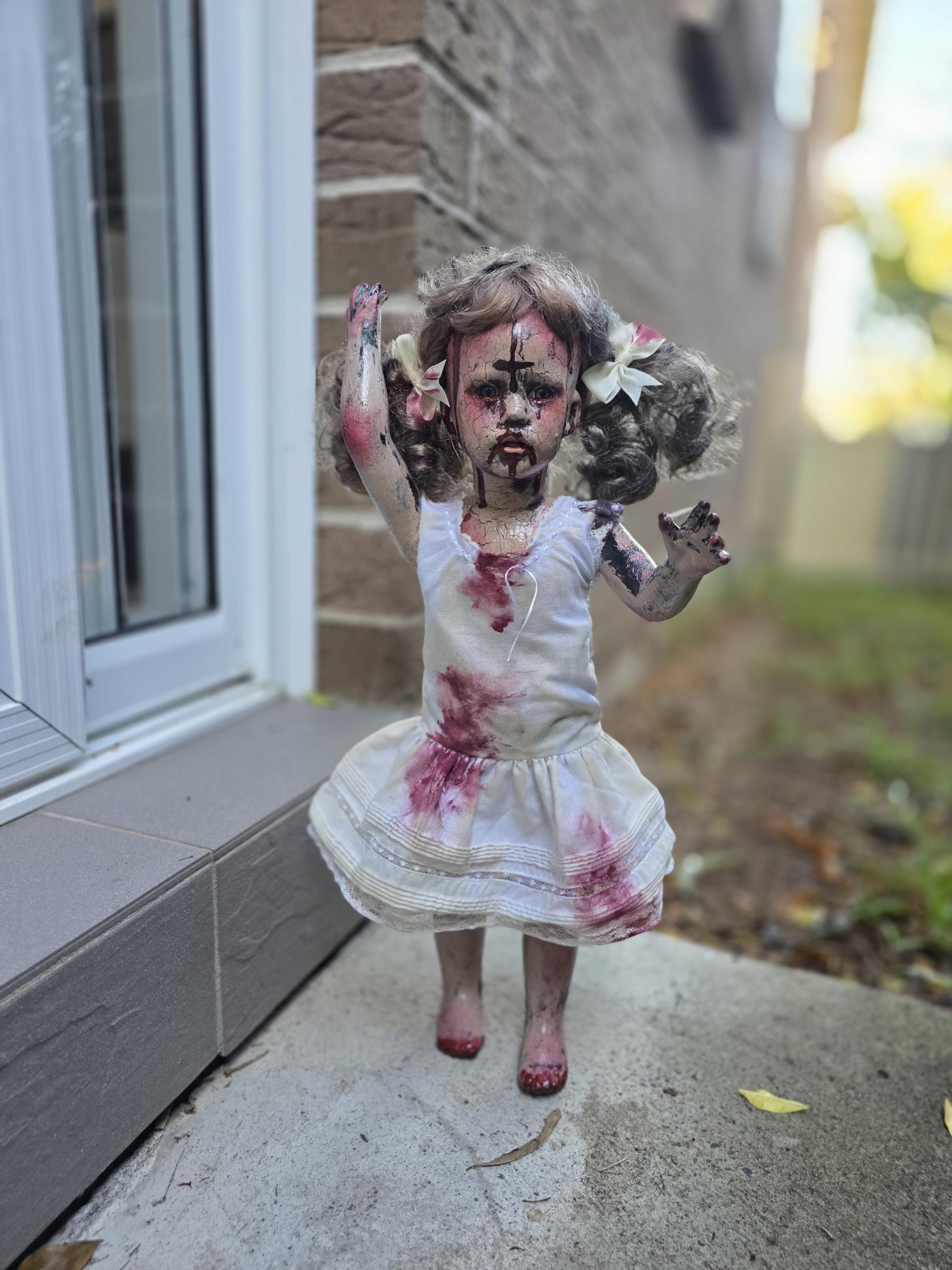 OOAK Cracked Creepy Porcelain Doll: Mournabelle 23 Inches (≈ 50