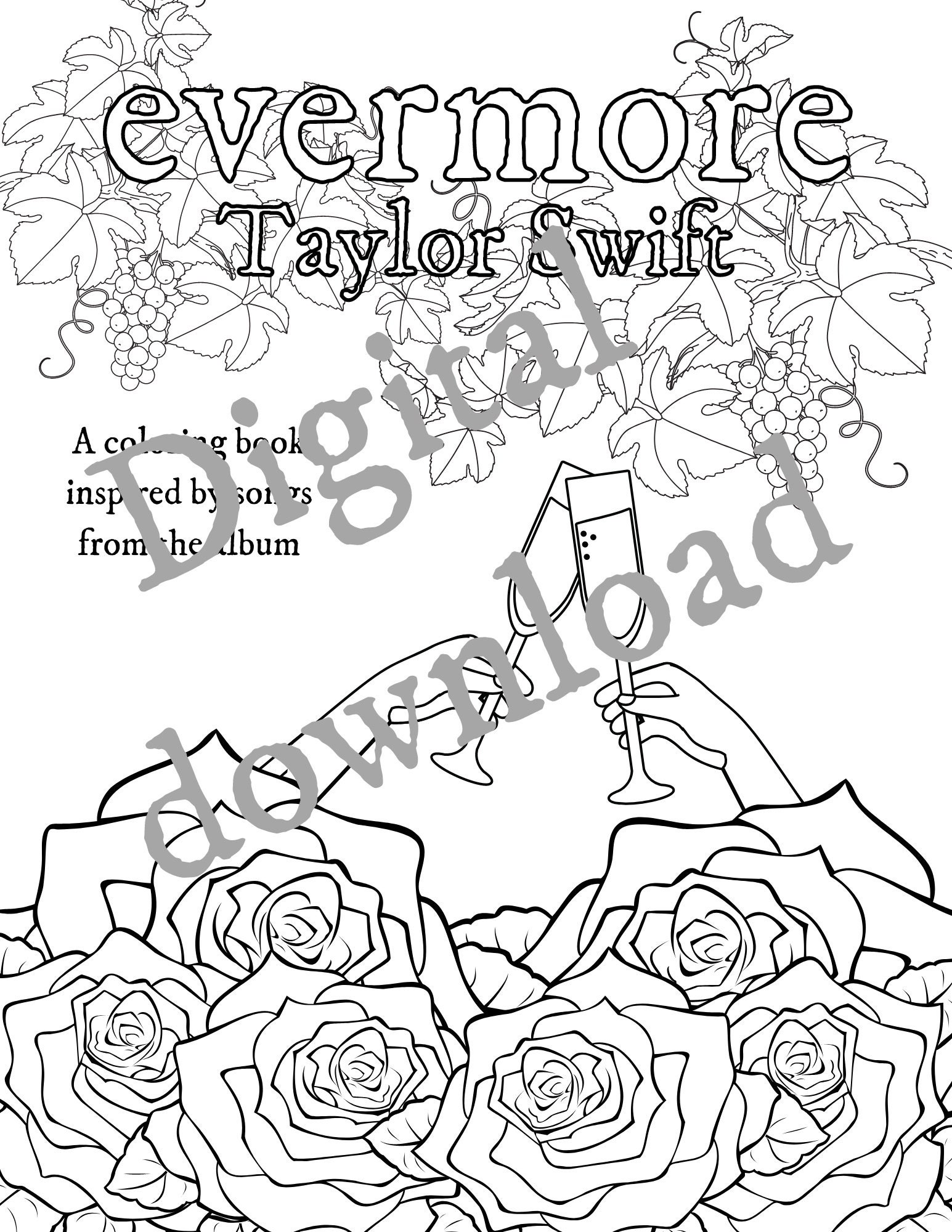 Taylor Swift Evermore Coloring Pages - Etsy