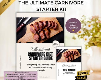 Carnivore Diet Starter Bundle, Carnivorous diet, carnivore grocery list, carnivore diet plan, carnivore meal plan, carnivore planner
