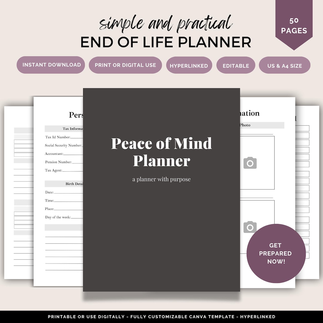 End of Life Planner, Emergency Binder, in Case of Emergency, Death Note