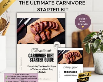 Carnivore Diet Starter Bundle, Carnivorous diet, carnivore grocery list, carnivore diet plan, carnivore meal plan, carnivore planner