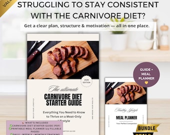 Carnivore Diet Starter Bundle, Carnivorous diet, carnivore grocery list, carnivore diet plan, carnivore meal plan, carnivore planner